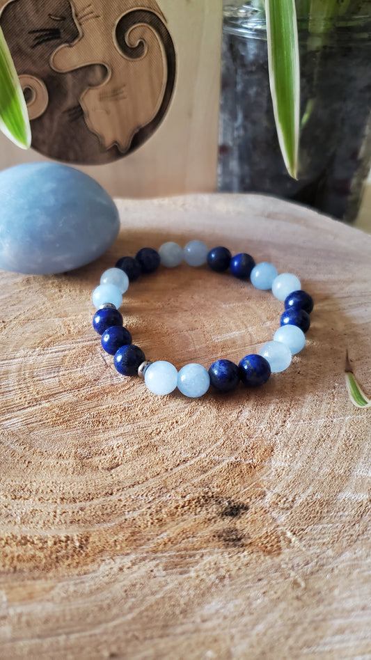 Bracelet Gémeaux Lapis Lazuli et Calcédoine