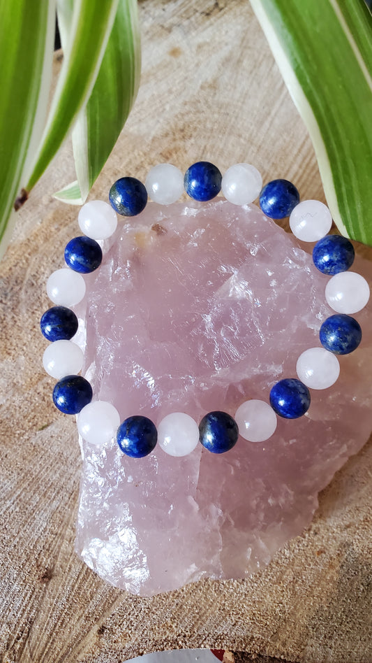 Bracelet Balance Lapis Lazuli et Quartz Rose