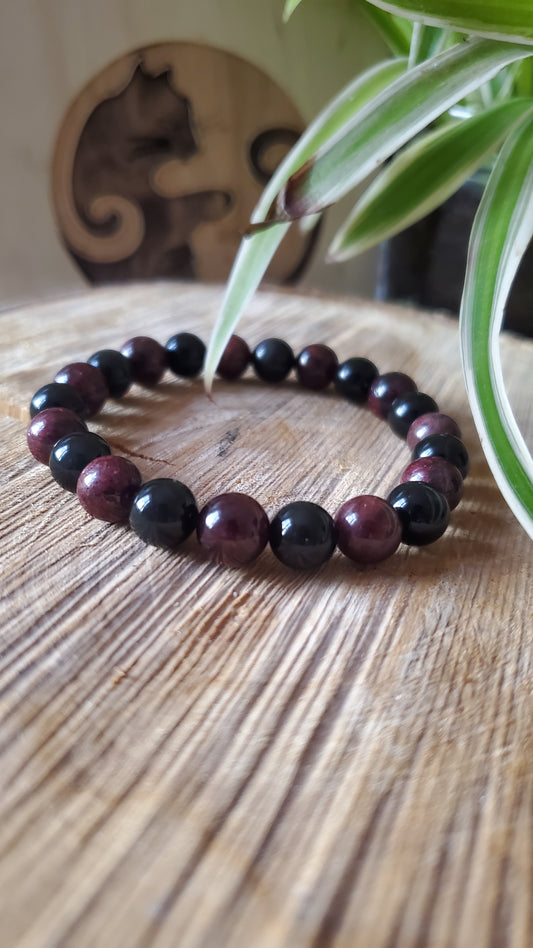 Bracelet Verseau Grenat et Obsidienne